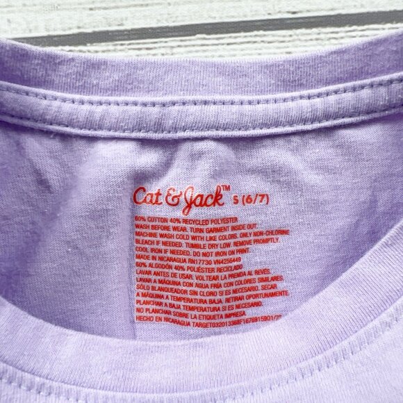 Cat & Jack Girls T-Shirt Purple Back to School Graphic Tee S 6-7 - Picture 2 of 3